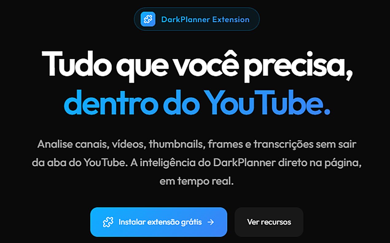 Página da extensão do Dark Planner para o YouTube